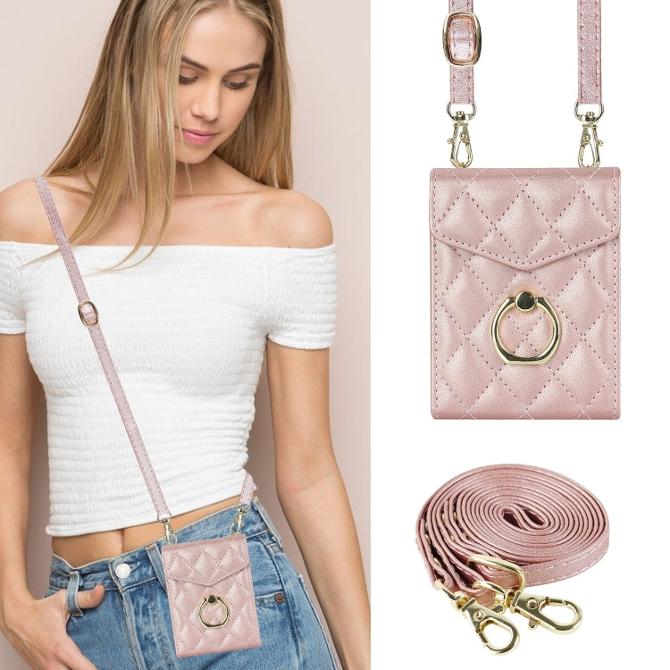 For Samsung Galaxy Z Flip6 Diamond Lattice RFID Card Slot Phone Case with Ring Holder(Rose Gold) - Galaxy Z Flip6 5G Cases by buy2fix | Online Shopping UK | buy2fix