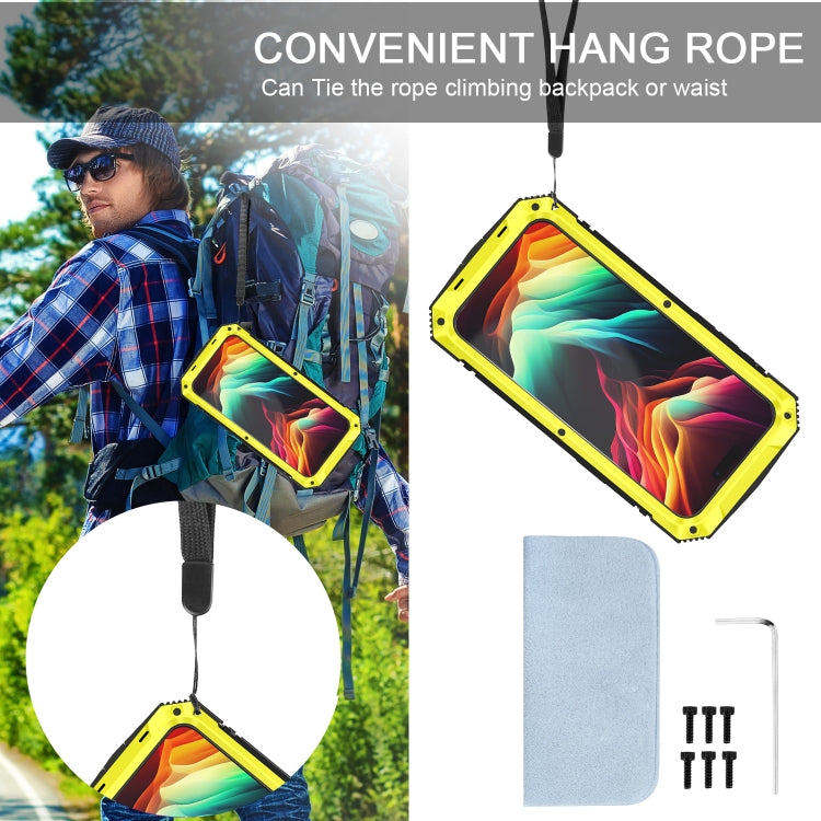 For iPhone 15 Pro Max R-JUST Shockproof Life Waterproof Dust-proof Metal + Silicone Phone Case with Holder(Yellow) by R-JUST