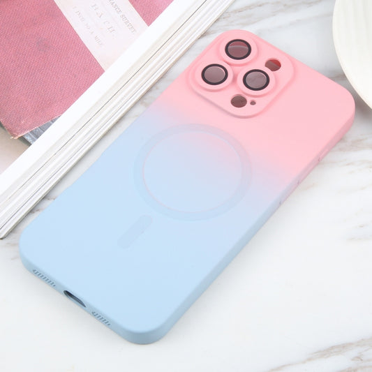 For iPhone 16 Pro Max Liquid TPU Silicone Gradient MagSafe Phone Case(Pink Blue) by buy2fix