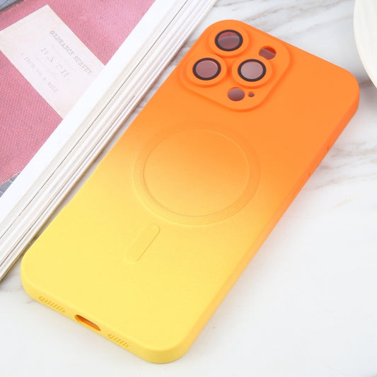For iPhone 16 Pro Liquid TPU Silicone Gradient MagSafe Phone Case(Orange Yellow) by buy2fix