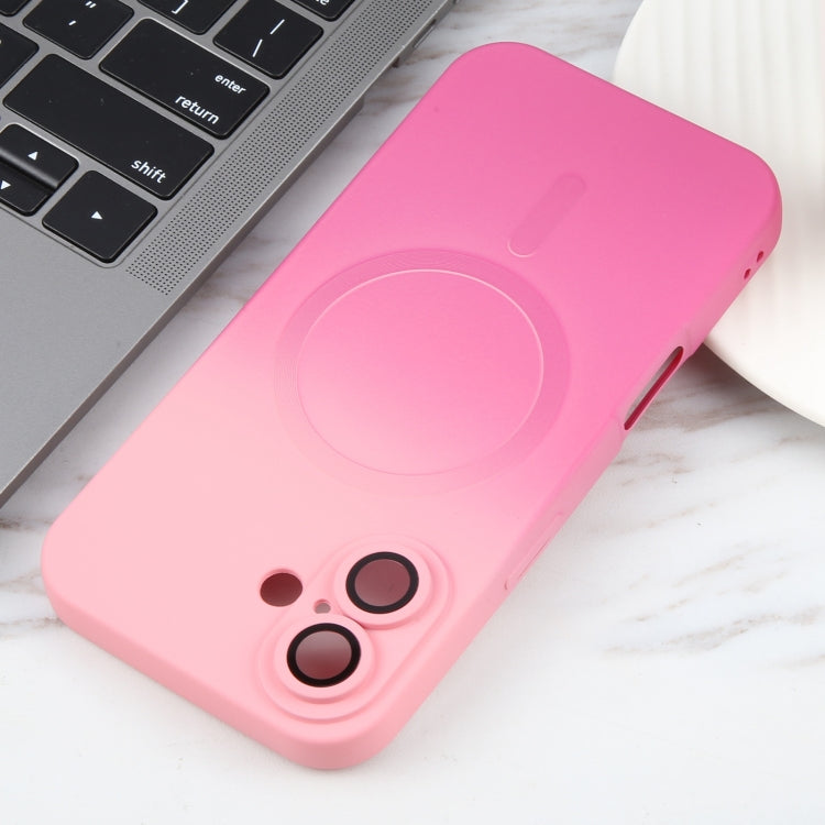 For iPhone 16 Plus Liquid TPU Silicone Gradient MagSafe Phone Case(Pink Red) by buy2fix