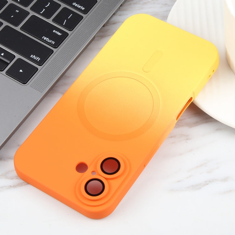 For iPhone 16 Liquid TPU Silicone Gradient MagSafe Phone Case(Orange Yellow) by buy2fix