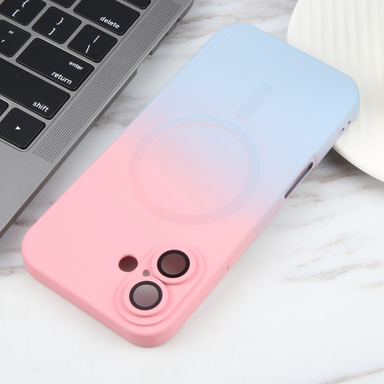 For iPhone 16 Liquid TPU Silicone Gradient MagSafe Phone Case(Pink Blue) by buy2fix