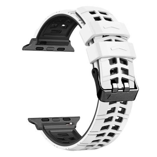 For Apple Watch Series 2 42mm Twill Dual-row Buckle Silicone Watch Band(White Black) by buy2fix