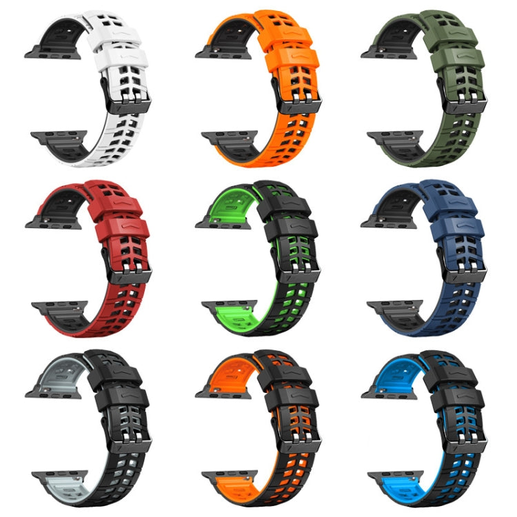 For Apple Watch Series 2 42mm Twill Dual-row Buckle Silicone Watch Band(Army Green Black) by buy2fix