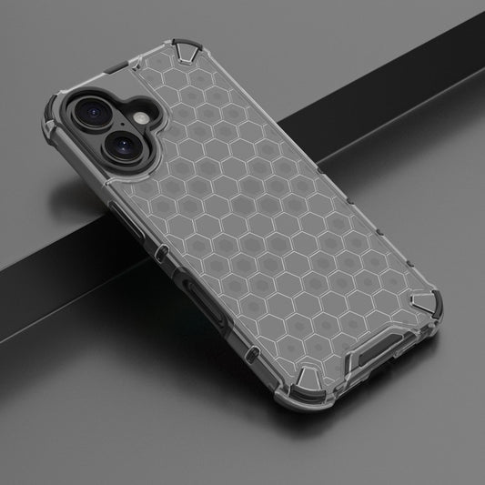 For iPhone 16 Honeycomb Shockproof Phone Case(Black) by buy2fix
