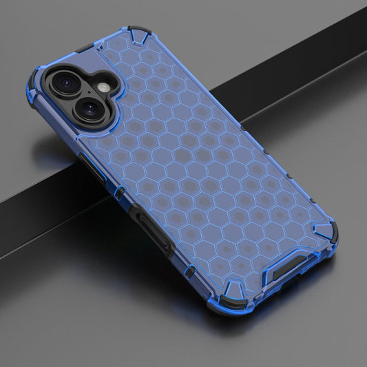 For iPhone 16 Honeycomb Shockproof Phone Case(Blue) by buy2fix