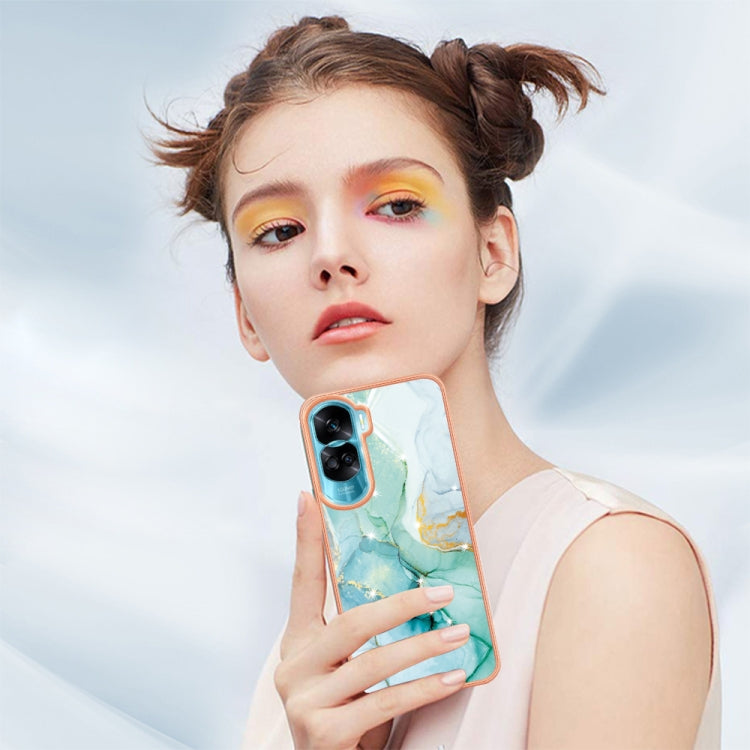 For Honor 90 Lite 5G Electroplating Marble Dual-side IMD Phone Case(White 006) by buy2fix