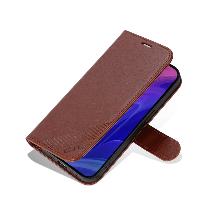 For iPhone 16 Pro Max AZNS Sheepskin Texture Flip Leather Phone Case(Brown) by AZNS