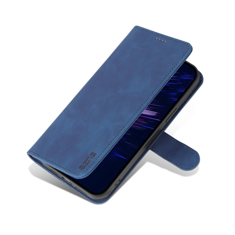 For iPhone 15 AZNS Skin Feel Calf Texture Flip Leather Phone Case(Blue) - iPhone 15 Cases by AZNS | Online Shopping UK | buy2fix