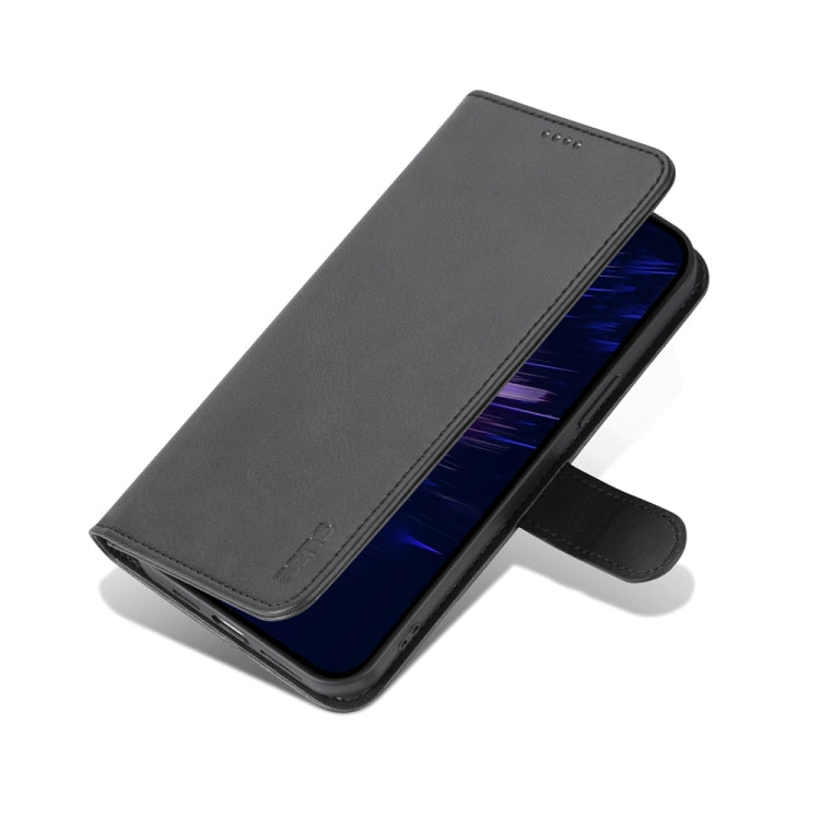 For iPhone 15 AZNS Skin Feel Calf Texture Flip Leather Phone Case(Black) - iPhone 15 Cases by AZNS | Online Shopping UK | buy2fix