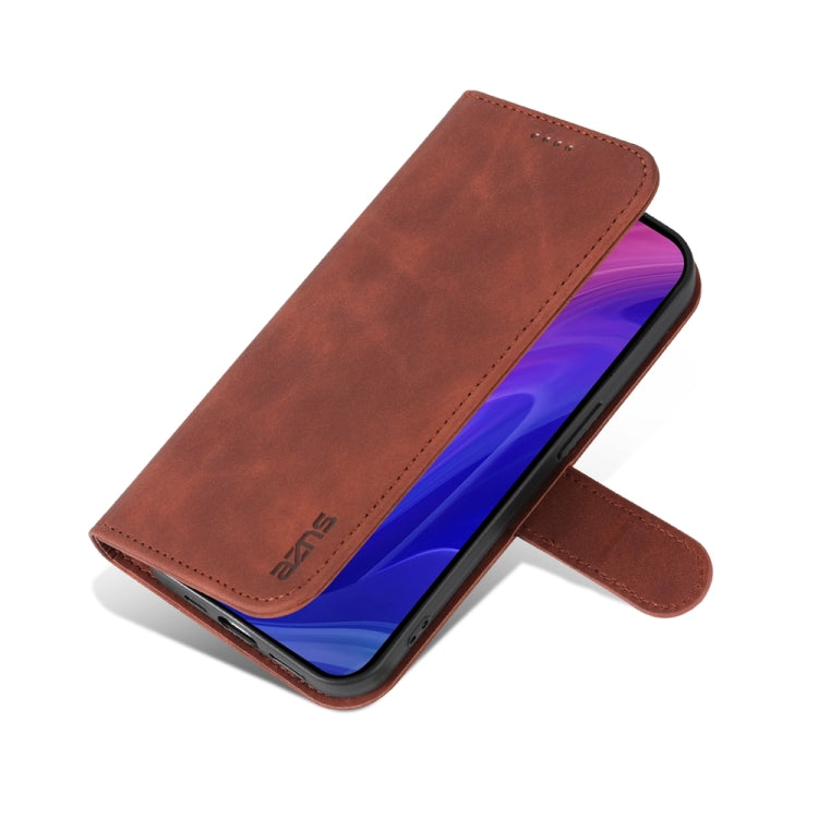 For iPhone 15 Pro AZNS Skin Feel Calf Texture Flip Leather Phone Case(Brown) - iPhone 15 Pro Cases by AZNS | Online Shopping UK | buy2fix