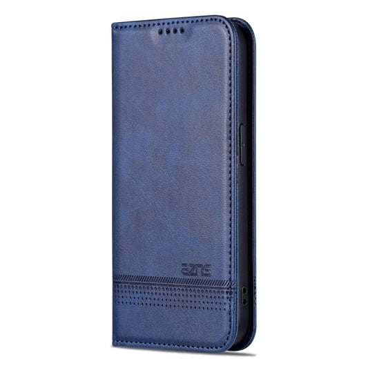 For iPhone 15 Pro Max AZNS Magnetic Calf Texture Flip Leather Phone Case(Dark Blue) by AZNS