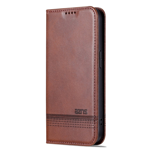 For iPhone 15 Pro AZNS Magnetic Calf Texture Flip Leather Phone Case(Dark Brown) - iPhone 15 Pro Cases by AZNS | Online Shopping UK | buy2fix