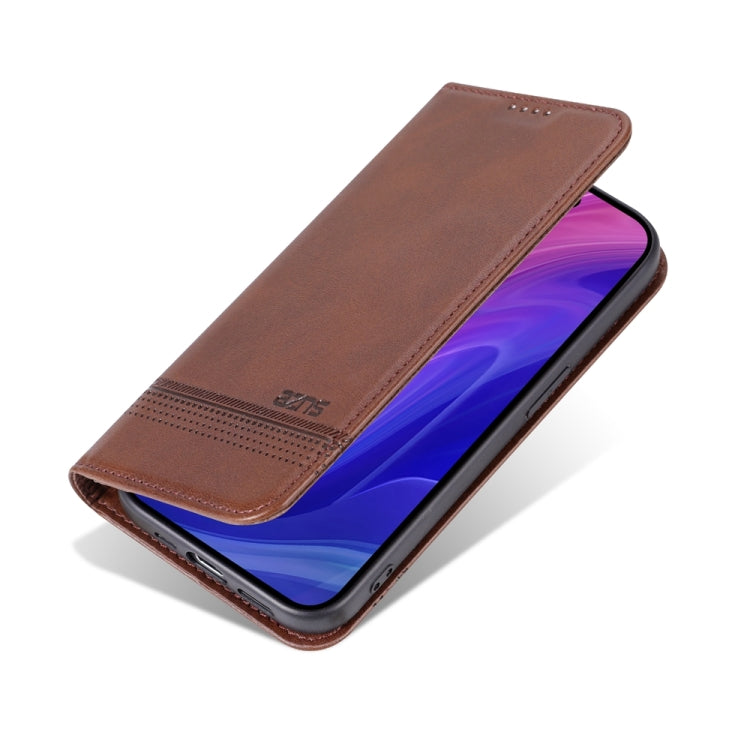 For iPhone 15 Pro AZNS Magnetic Calf Texture Flip Leather Phone Case(Dark Brown) - iPhone 15 Pro Cases by AZNS | Online Shopping UK | buy2fix