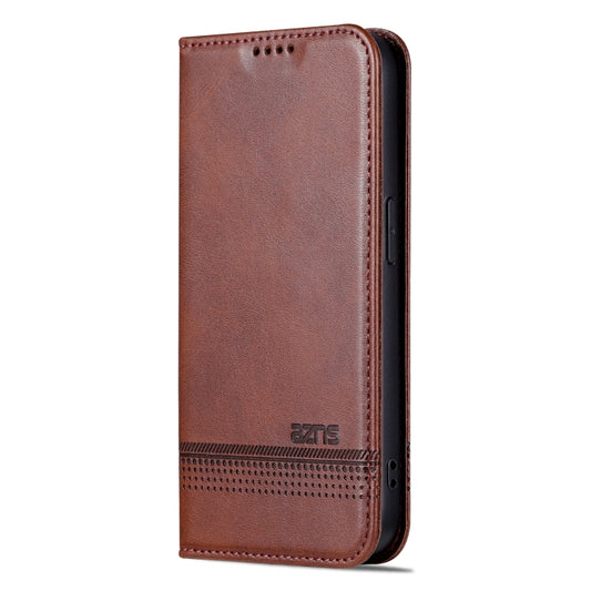 For iPhone 16 Pro Max AZNS Magnetic Calf Texture Flip Leather Phone Case(Dark Brown) by AZNS