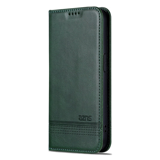 For iPhone 16 Pro Max AZNS Magnetic Calf Texture Flip Leather Phone Case(Dark Green) by AZNS
