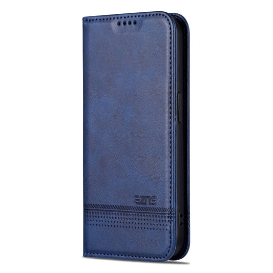 For iPhone 16 Pro Max AZNS Magnetic Calf Texture Flip Leather Phone Case(Dark Blue) by AZNS