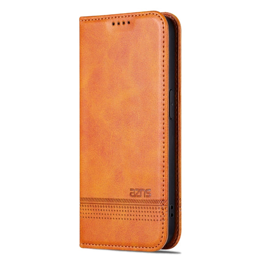 For iPhone 16 Pro AZNS Magnetic Calf Texture Flip Leather Phone Case(Light Brown) by AZNS