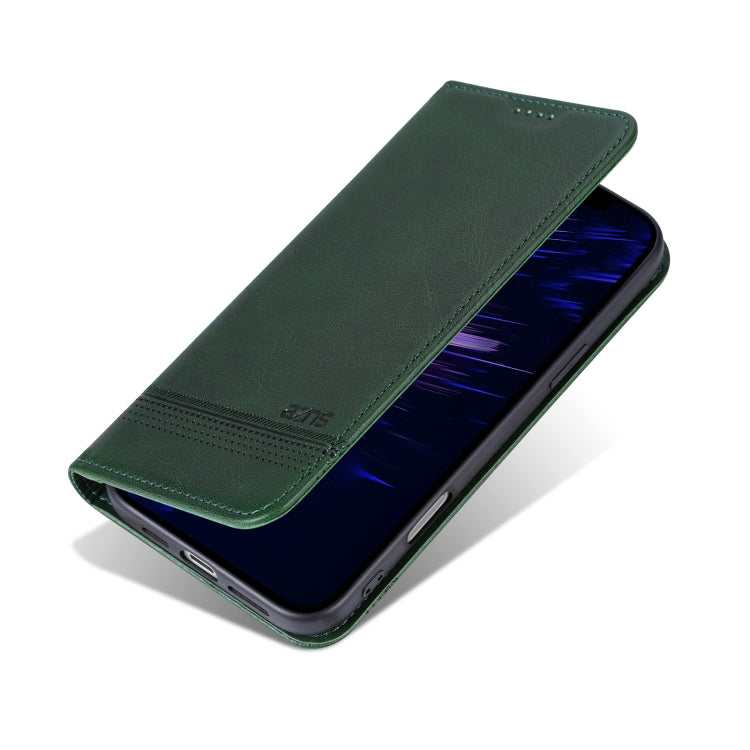 For iPhone 16 Plus AZNS Magnetic Calf Texture Flip Leather Phone Case(Dark Green) by AZNS