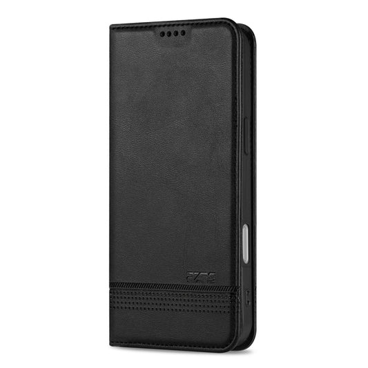 For iPhone 16 Plus AZNS Magnetic Calf Texture Flip Leather Phone Case(Black) by AZNS