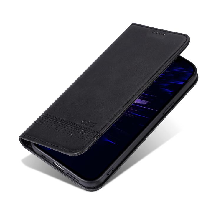 For iPhone 16e AZNS Magnetic Calf Texture Flip Leather Phone Case(Black) - iPhone 16e Cases by AZNS | Online Shopping UK | buy2fix
