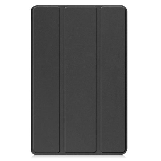 For Samsung Galaxy Tab A9 / Tab A11 Custer Pure Color 3-Fold Holder Leather Tablet Case(Black) by buy2fix