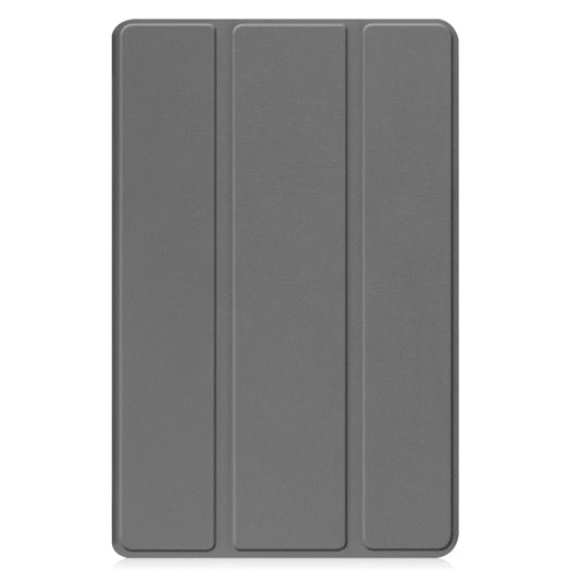 For Samsung Galaxy Tab A9 / Tab A11 Custer Pure Color 3-Fold Holder Leather Tablet Case(Grey) by buy2fix