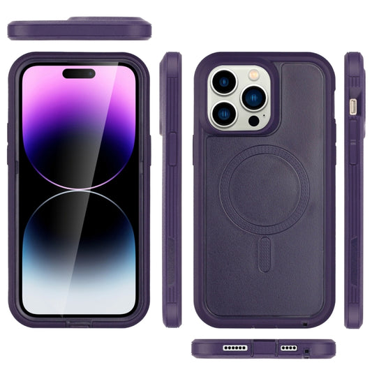 For iPhone 15 Defender Series XT MagSafe Magnetic PC + TPU Shockproof Phone Case(Dark Purple) by buy2fix