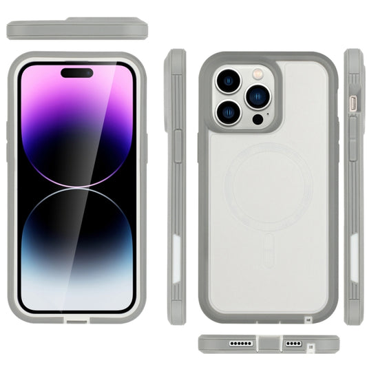 For iPhone 15 Defender Series XT MagSafe Magnetic PC + TPU Shockproof Phone Case(White+Grey) by buy2fix