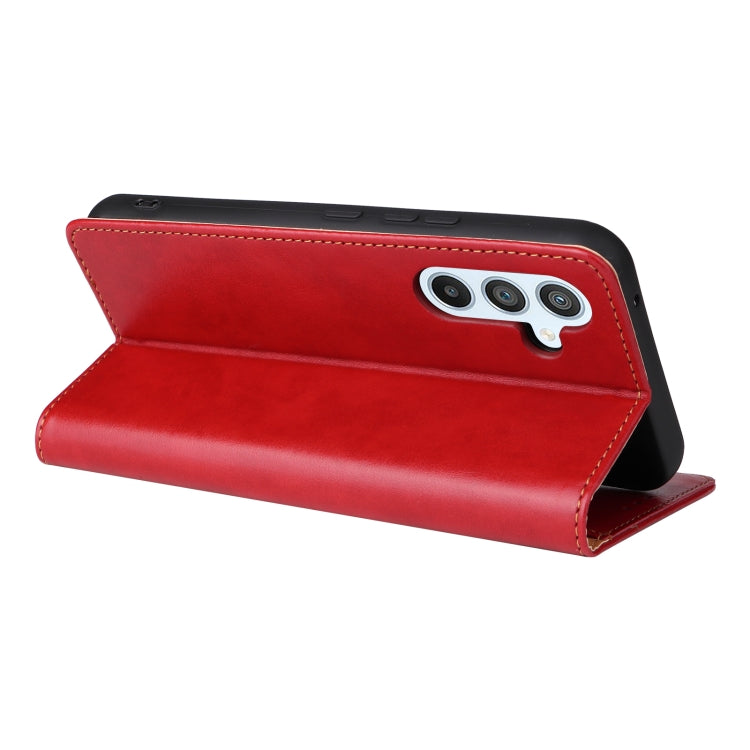 For Samsung Galaxy S23 FE 5G Fierre Shann PU Genuine Leather Texture Leather Phone Case(Red) by FIERRE SHANN