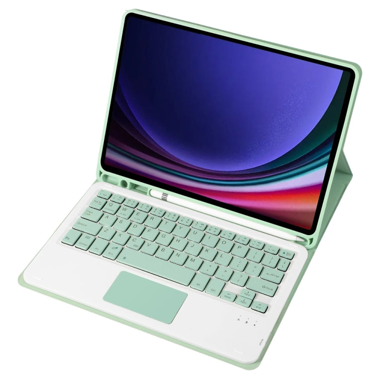 For Samsung Galaxy Tab S10 Lite / S10 FE / S9 FE A710B-A Candy Color TPU Touch Bluetooth Keyboard Leather Tablet Case with Pen Holder(Light Green) by buy2fix