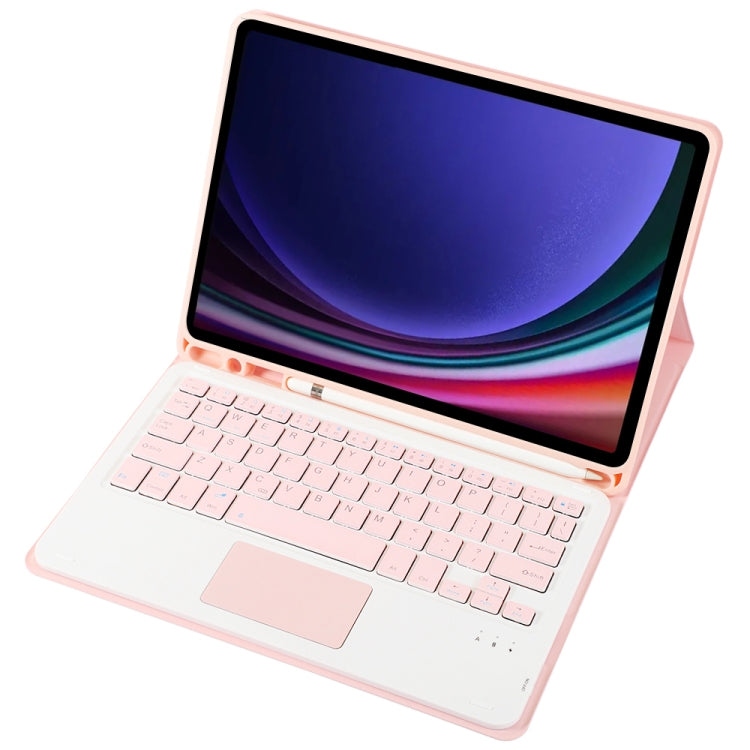 For Samsung Galaxy Tab S10 Lite / S10 FE / S9 FE A710B-A Candy Color TPU Touch Bluetooth Keyboard Leather Tablet Case with Pen Holder(Pink) by buy2fix