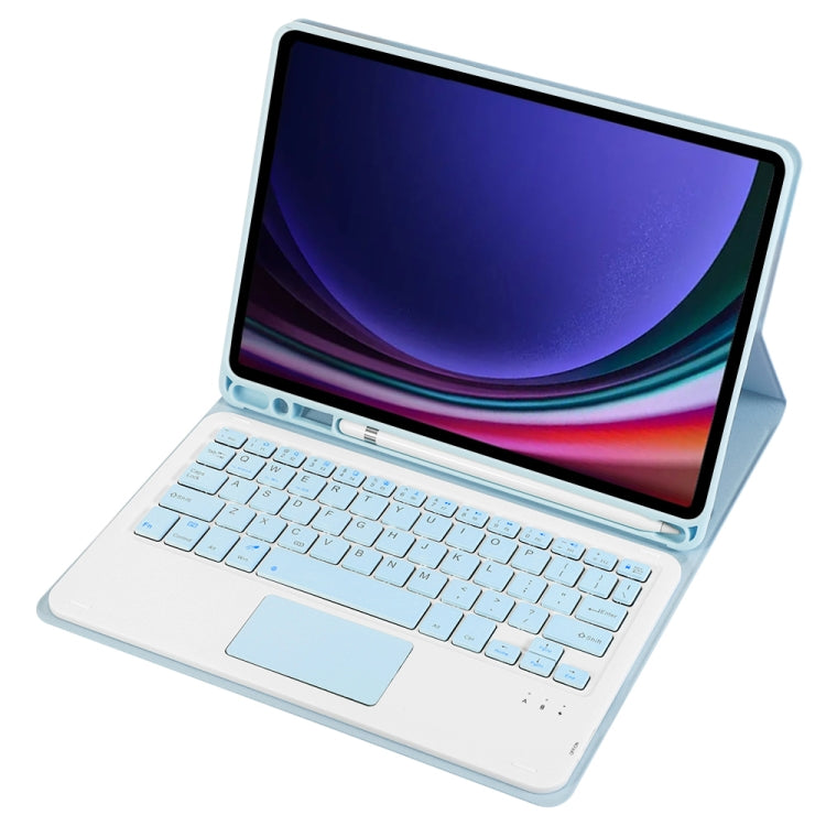 For Samsung Galaxy Tab S10 Lite / S10 FE / S9 FE A710B-A Candy Color TPU Touch Bluetooth Keyboard Leather Tablet Case with Pen Holder(Ice Blue) by buy2fix