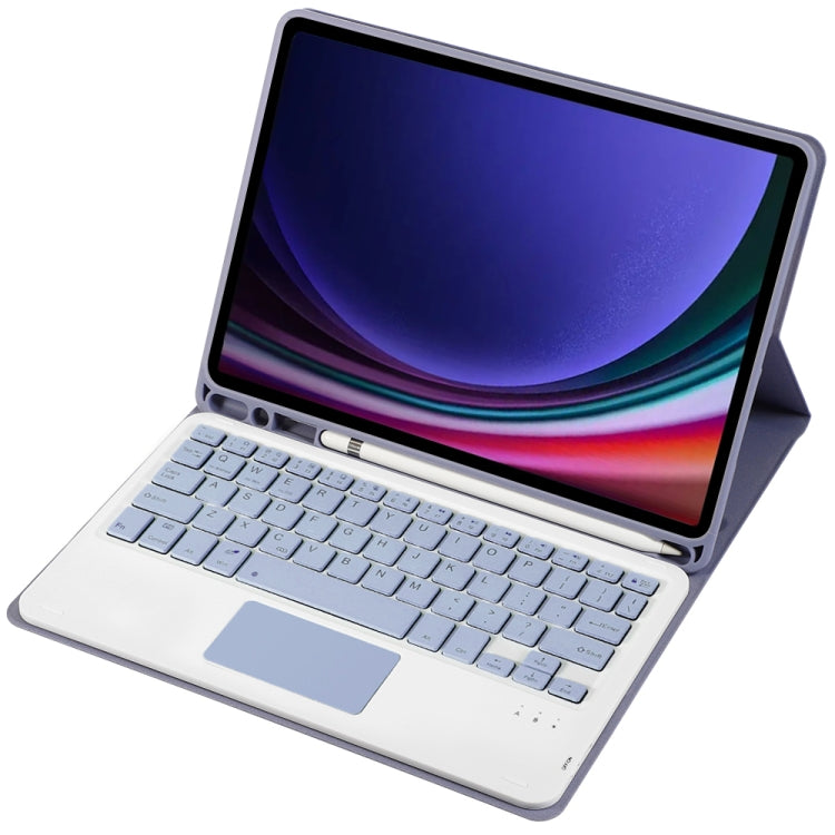 For Samsung Galaxy Tab S10 Lite / S10 FE / S9 FE A710B-A Candy Color TPU Touch Bluetooth Keyboard Leather Tablet Case with Pen Holder(Purple) by buy2fix