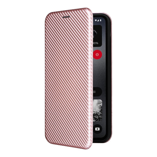 For Nothing CMF Phone 1 Carbon Fiber Texture Flip Leather Phone Case(Pink) - Nothing Cases by buy2fix | Online Shopping UK | buy2fix