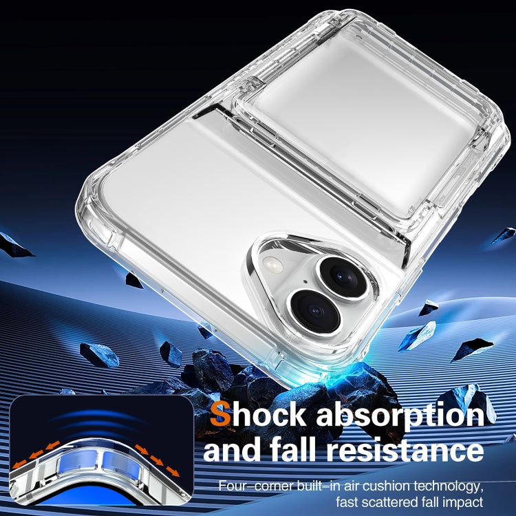 For iPhone 16 Crystal Clear Flip Card Slot Phone Case(Transparent) by buy2fix