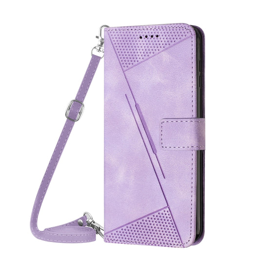 For Motorola Moto G Play 2024 Dream Triangle Leather Phone Case with Lanyard(Purple) by buy2fix