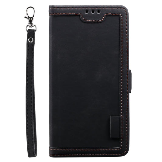 For iPhone 16 Plus Retro Splicing Horizontal Flip Leather Phone Case(Black) by buy2fix