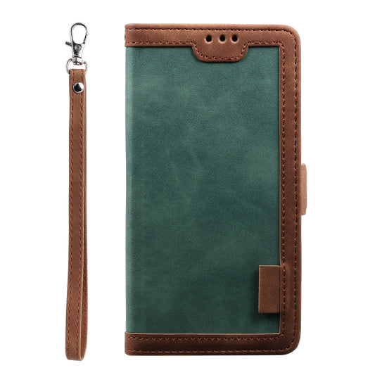 For iPhone 16 Plus Retro Splicing Horizontal Flip Leather Phone Case(Green) by buy2fix