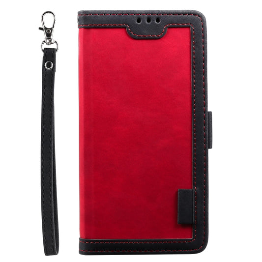 For iPhone 16 Retro Splicing Horizontal Flip Leather Phone Case(Red) by buy2fix