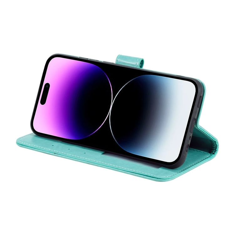 For iPhone 16 Pro Max Totem Flower Embossed Leather Phone Case(Green) by buy2fix