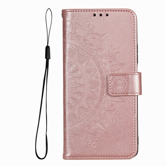 For iPhone 16 Pro Max Totem Flower Embossed Leather Phone Case(Rose Gold) by buy2fix