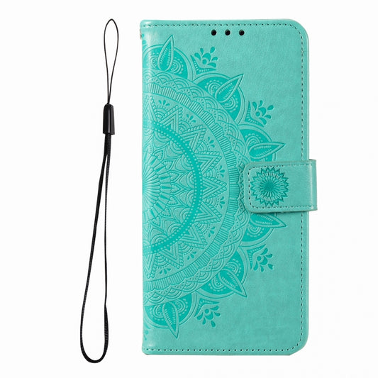 For iPhone 16 Totem Flower Embossed Leather Phone Case(Green) by buy2fix