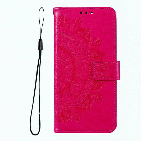 For iPhone 16 Totem Flower Embossed Leather Phone Case(Red) by buy2fix