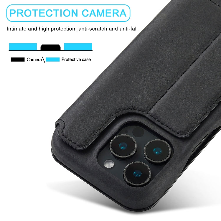 For iPhone 16 Pro Max LC.IMEEKE Hon Ancient Series Flip Leather Phone Case(Black) by LC.IMEEKE