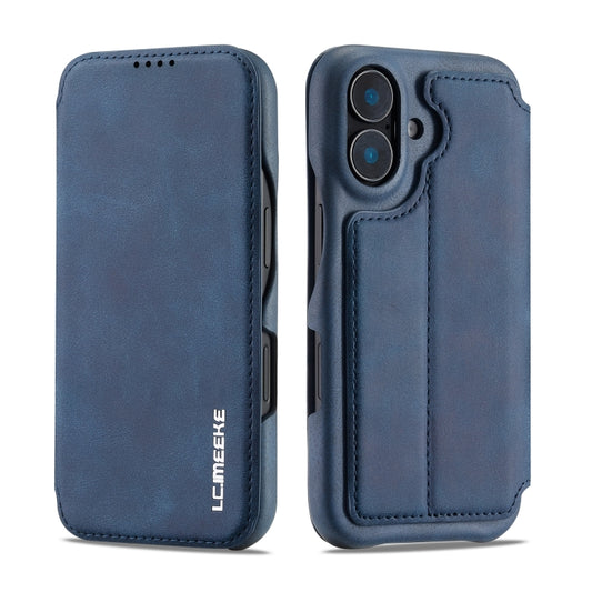 For iPhone 16 Plus LC.IMEEKE Hon Ancient Series Flip Leather Phone Case(Blue) by LC.IMEEKE