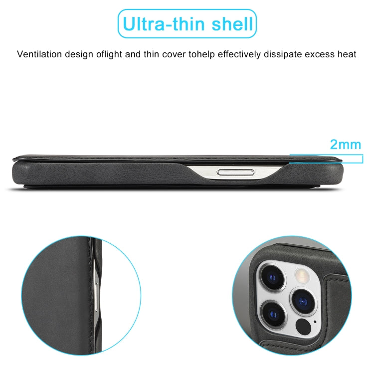 For iPhone 15 Pro Max LC.IMEEKE Hon Ancient Series Flip Leather Phone Case(Black) by LC.IMEEKE