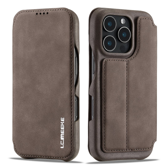 For iPhone 15 Pro Max LC.IMEEKE Hon Ancient Series Flip Leather Phone Case(Coffee) by LC.IMEEKE