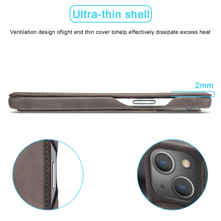 For iPhone 15 LC.IMEEKE Hon Ancient Series Flip Leather Phone Case(Coffee) - iPhone 15 Cases by LC.IMEEKE | Online Shopping UK | buy2fix